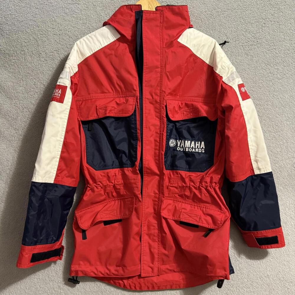 Vintage Yamaha Marine Rain Jacket Red Navy L Men’s
